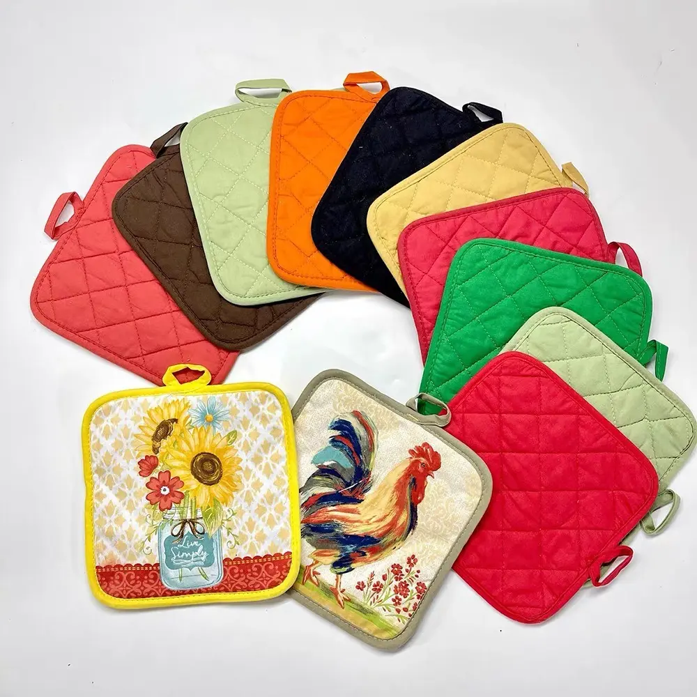 Square creative thermal insulation mat, placemat, coaster, baking pot mat, tea set, kitchen floral pattern tableware