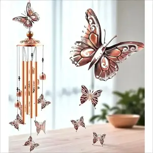 Butterfly Wind Chimes Outdoor – Aluminum Retro Garden Decor, Weatherproof Melodic Hanging Wind Chime with S Hook