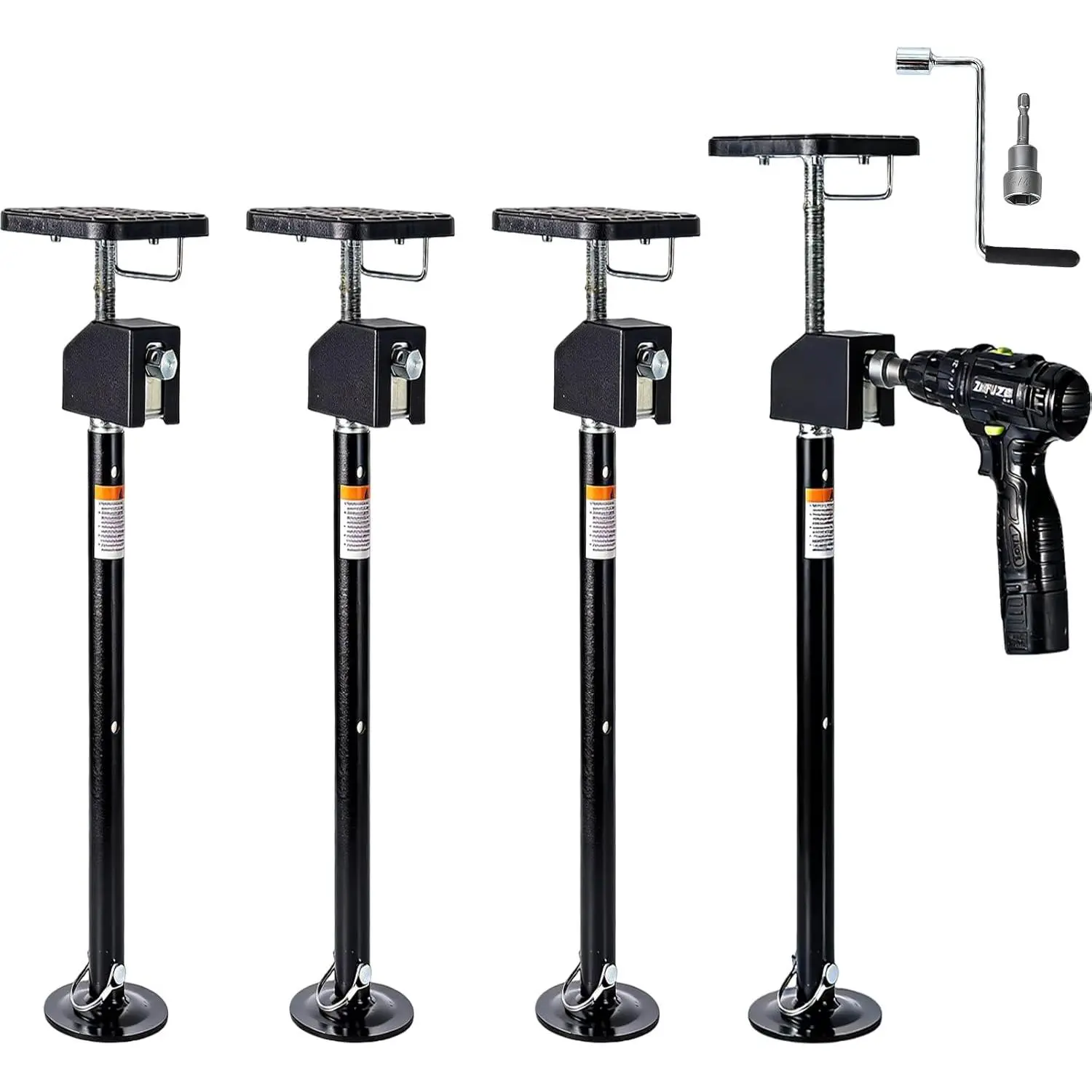2026 New Upgraded Garvee 2 or 4 Pack Heavy-Duty RV Slide-Out Stabilizer Jacks - Quick-Lift Adjustable 21"-49" Flat Top Support - Manual Crank Handle - 10,000 lb Capacity(2 Pack), 20,000 lb(4 Pack)- Flat Top Style