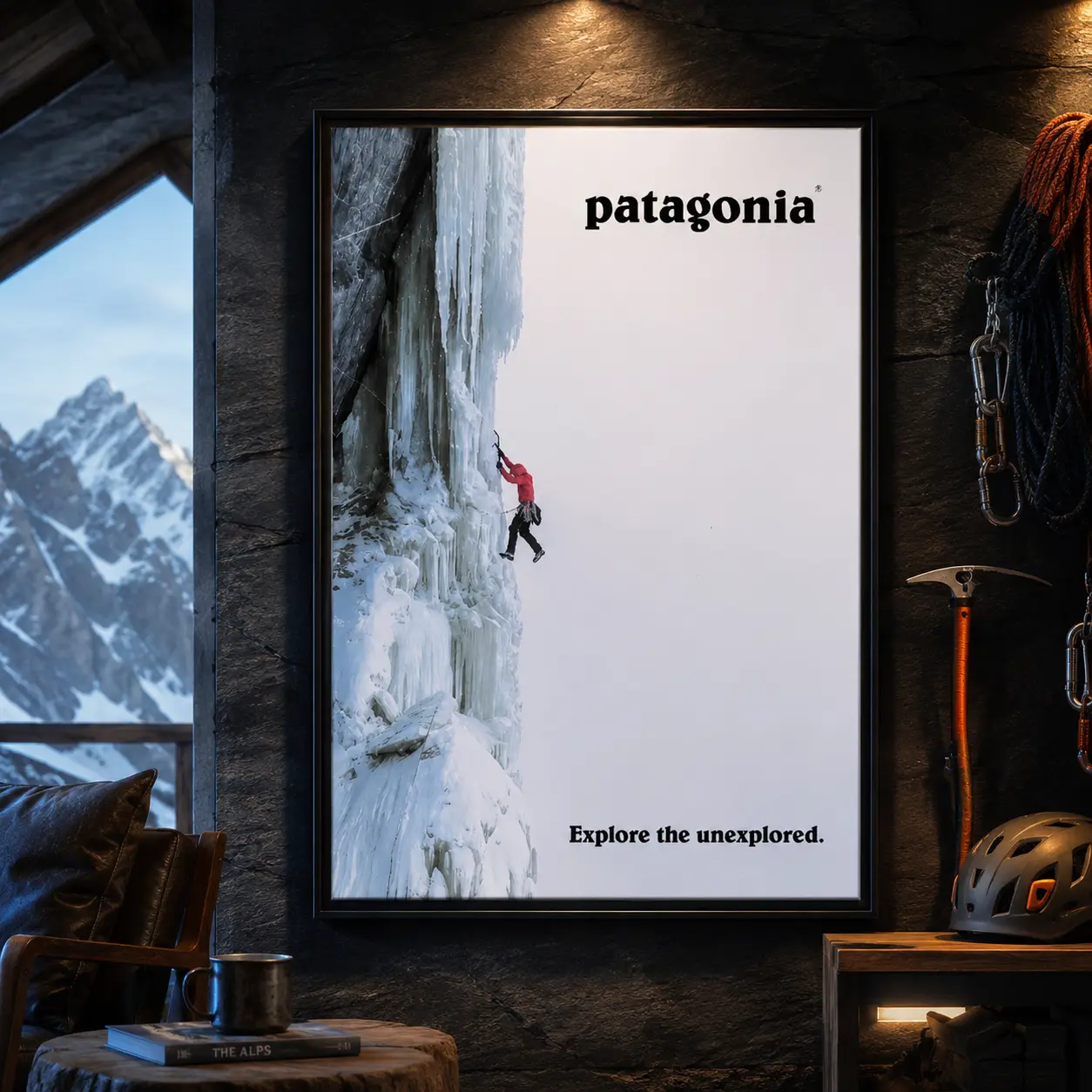 Patagonia Ice Climbing Adventure Canvas Print Poster - 20x30 cm Artistic Artwork, Minimalist Luxury Home Decor Accent, Ideal Gift for Outdoor Enthusiasts (Thanksgiving, Easter, Valentine's Day, Mother's Day)