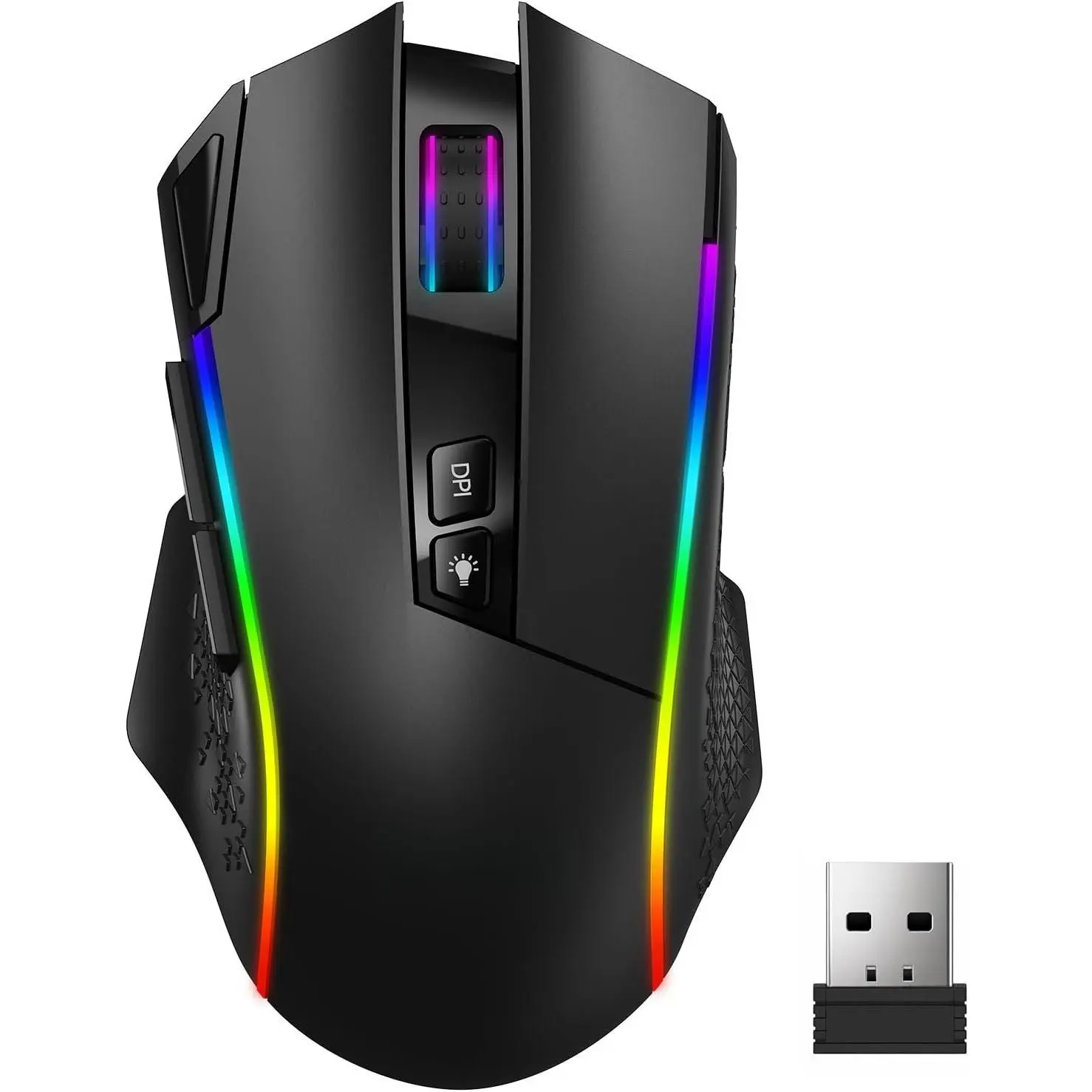 GM401  RGB Gaming , 12000 DPI, Rapid-Fire Shotcut, 70Hrs | 2.4GHz -Free 0 Delay / 5.0/USB-C Wired, Remapping , Vibing Backlight,  Comfort, Fits for FPS Gamer