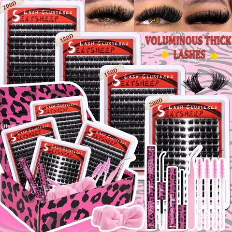 3 Styles Lashes, Ultra Dense Eyelash Extensions, Waterproof Lashes Kit, Long-Lasting Lashes, Natural Daily Look, Volume Style, Beginner-Friendly Cluster Lashes, Lash Extension Cosmetic Kit