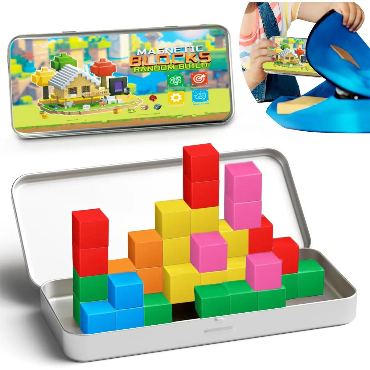 Magnetic Blocks Toddlers Toys 3D Magnet Cubes Toys Magnetic Building Blocks Set for STEM Construction Magnet Toys for 3 4 5 6 Year Old Kids Boys Girls Game