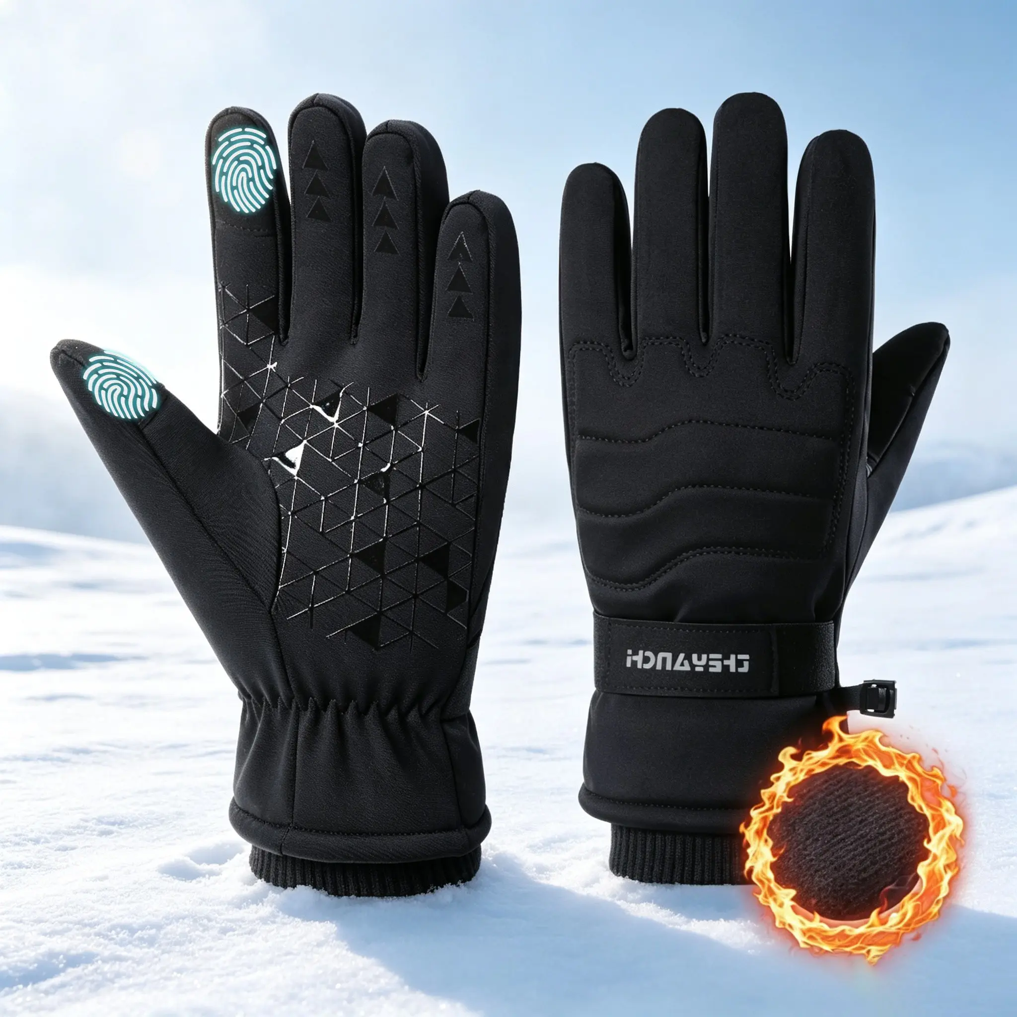 Waterproof Winter Ski Gloves for Men Women, Thermal Insulated Snowboard Gloves, Anti-Slip Silicone Grip, Touchscreen Fingertips, Windproof Fleece Lined for Cold Weather Snow Sports
