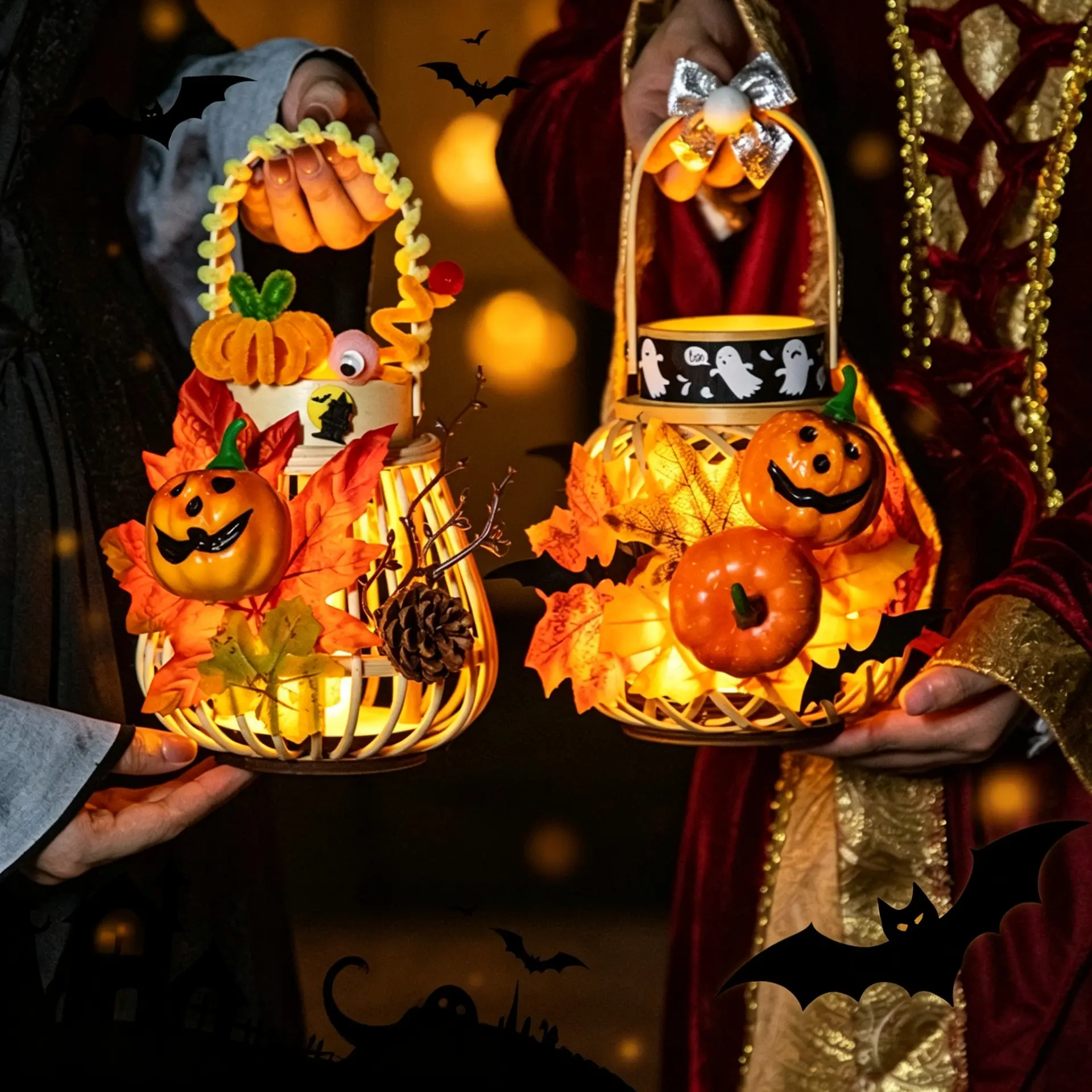 2026 New Halloween Pumpkin Lantern Decoration for Kids with LED Light Up Pre Made Ready to Use Handcrafted Ornament for Kindergarten Classroom Party Scene Display Party Favor Home Decor US Design homeessentials