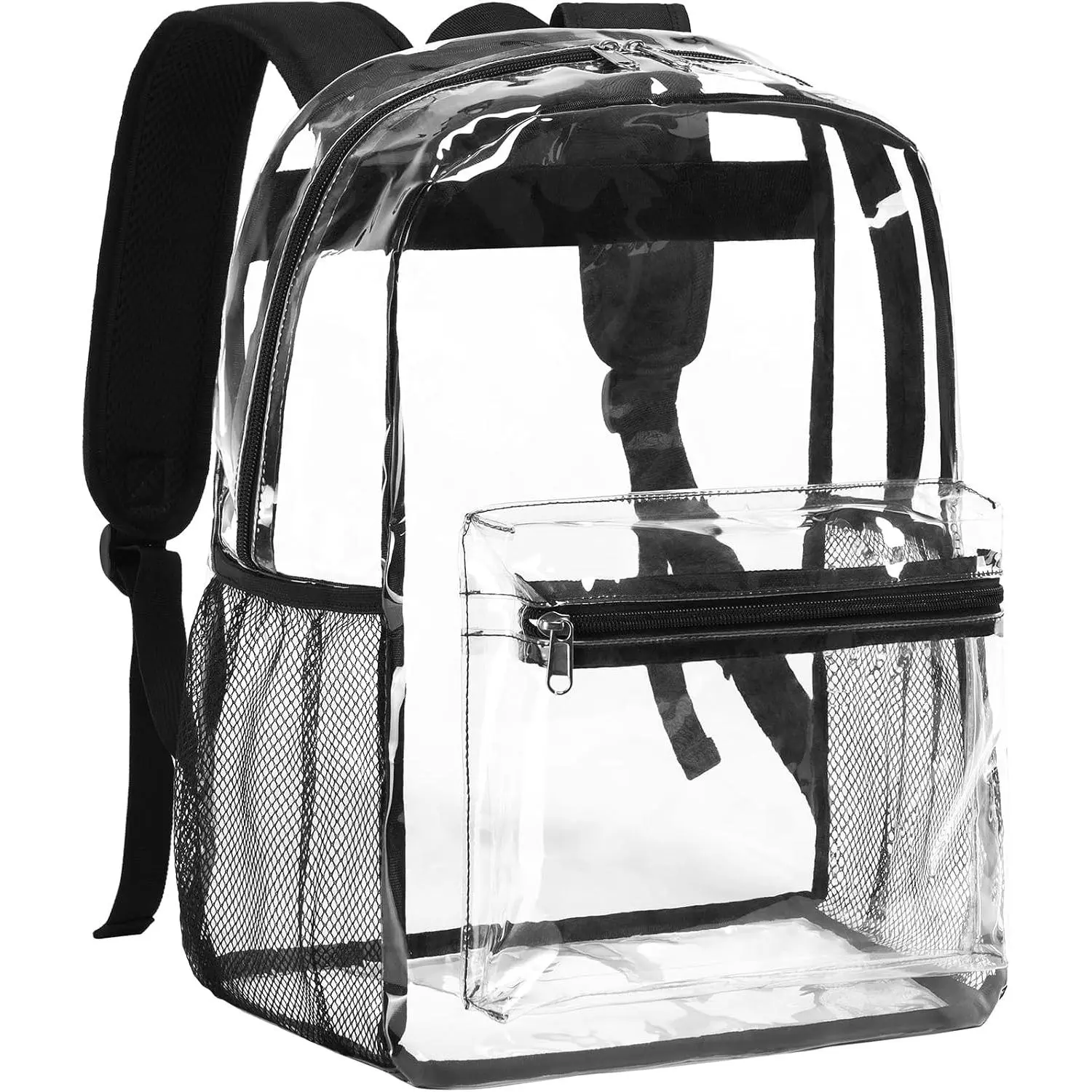 Heavy Duty Clear Backpack - Large Clear Backpacks for School See Through Backpack for Boys Girls Transparent Bookbag for College, Work, Concert - Black