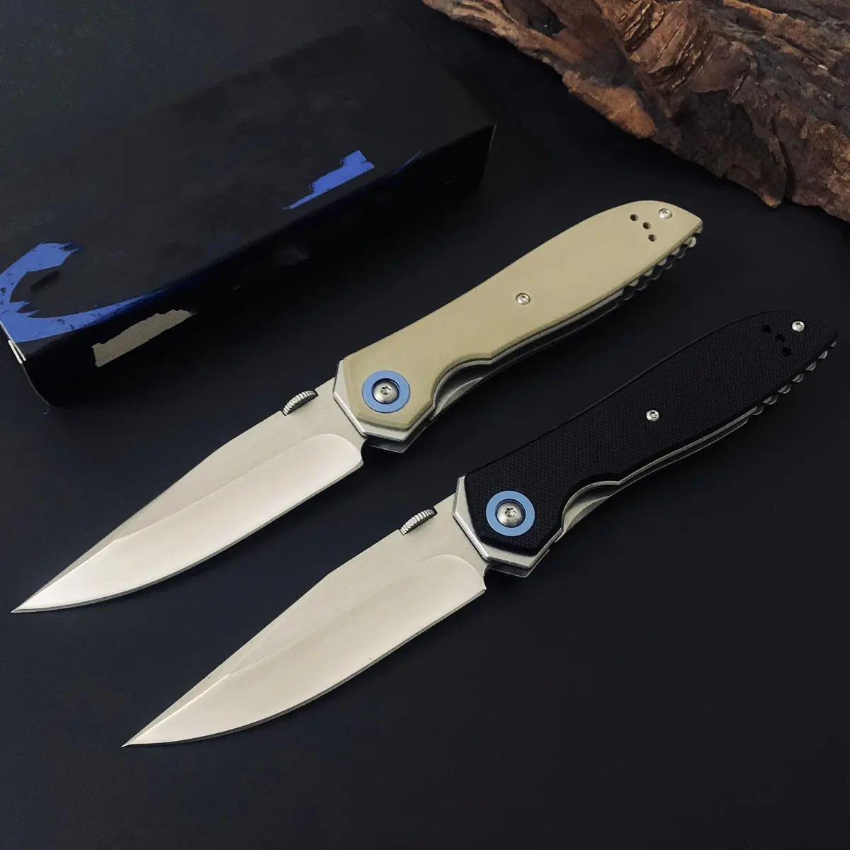 Folding Pocket Knife For Men,3.54In 9Cr14MoV Stainless Steel Blade,G10 Handle With Steel Liner,Ball Bearing Pivot System,Blue Pivot Ring,Sharp EDC Tool,Camping Hiking Hunting Fishing Gear,Christmas Stocking Gift,Birthday Present For Outdoor Enthusiasts