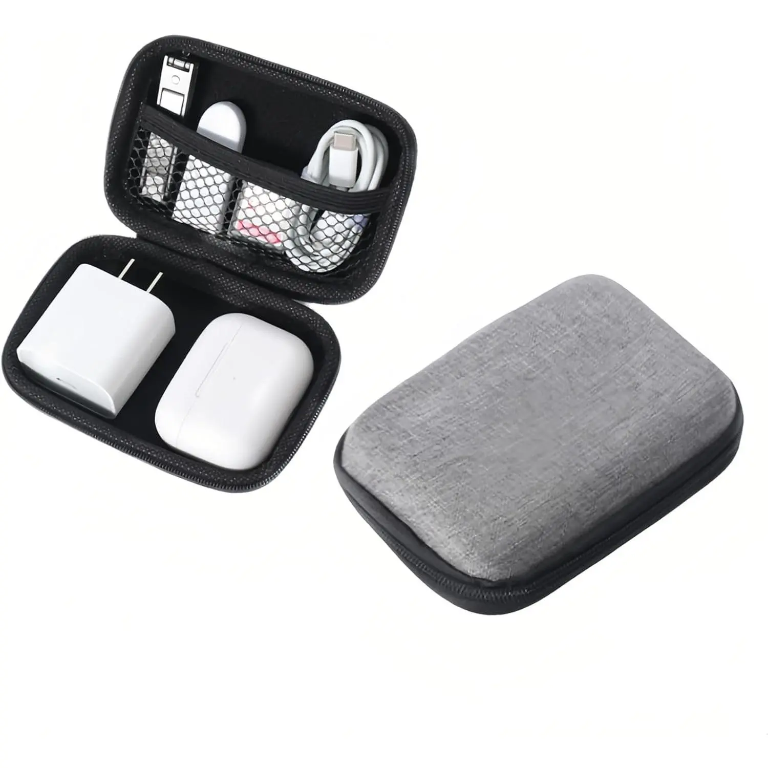 Accessories Organizer Bag: EVA Hard Shell Shockproof, Hard Shell Tech Organizer Case - Water Resistant Travel Storage for Cables Charger Earphones USB SD Card (Rectangle)