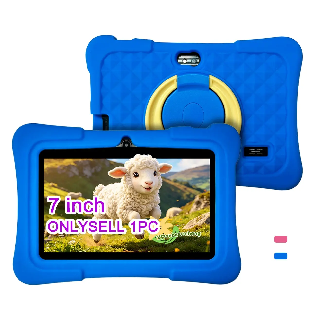 [Summerwins] 7 Inch Android Kids Tablet, Rechargeable Learning Tablet, IWAWA Educational Apps, Parental Control, Dual Cameras, WiFi & Bluetooth, Holiday Gift for Kids, Pink & Blue, USB Cable Included, No Power Adapter, Toddler Tablet