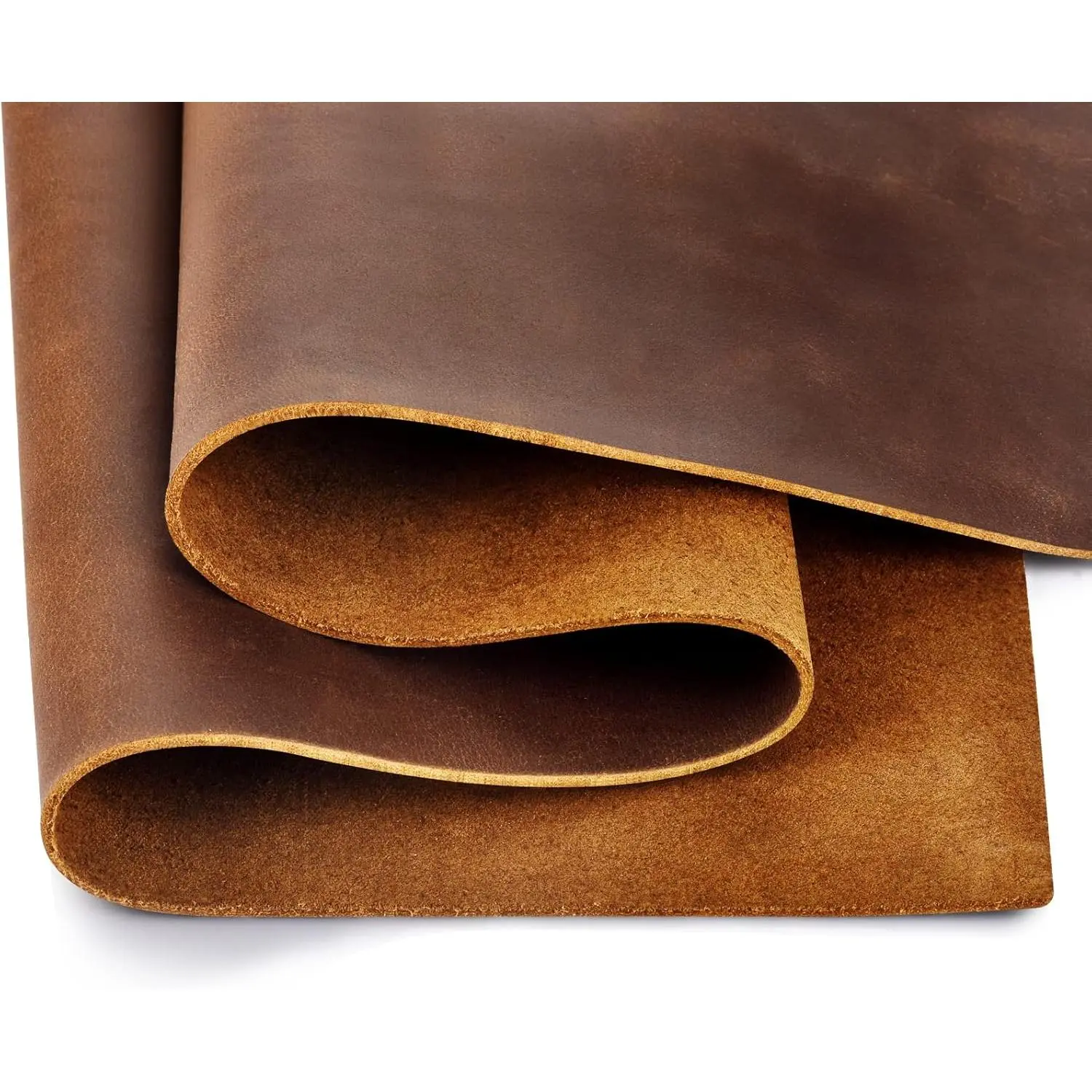 Tooling Sheets 1.8-2.0MM Thick Full Grain Oil Tan Crazy Horse Cowhide Leather Sheets for Crafts Tooling Sewing Wallet Earring Hobby (Brown, 8"x12")