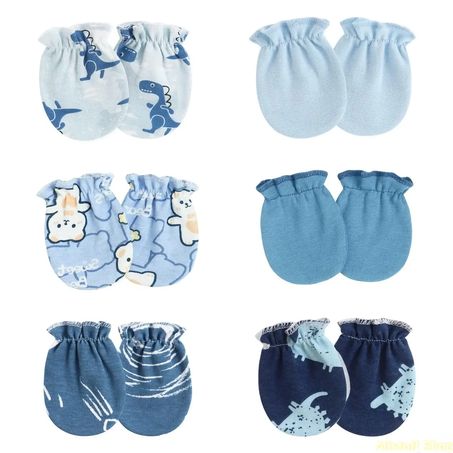 Anti-Scratch Baby Mittens, 6-Pairs for Newborns, Soft Synthetic Fabric with Adjustable Cuffs, Assorted Strawberries & Hearts Patterns, Baby Shower Gift, Strawberry Hearts
