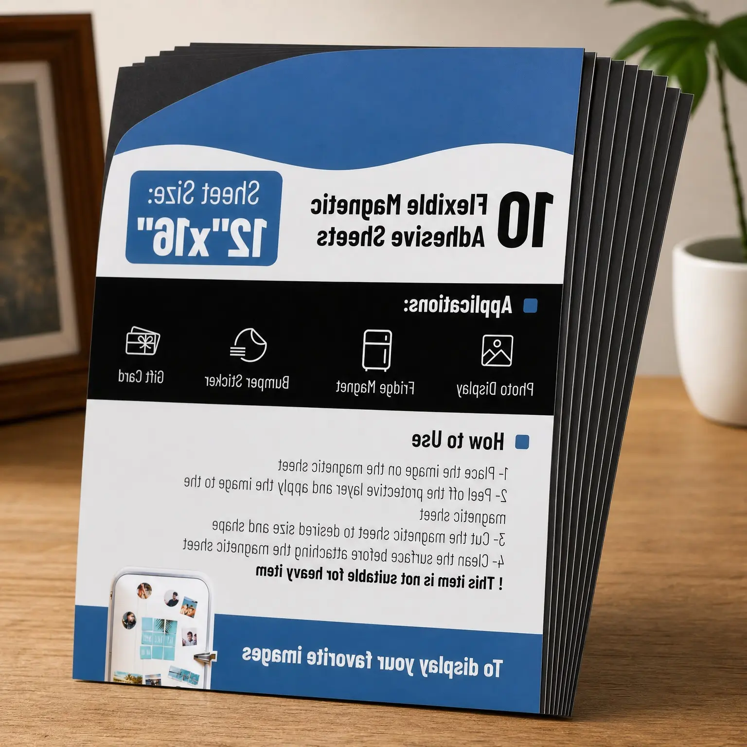 Flexible Magnetic Sheets with Adhesive Backing, 12" x 16", 10 Pack