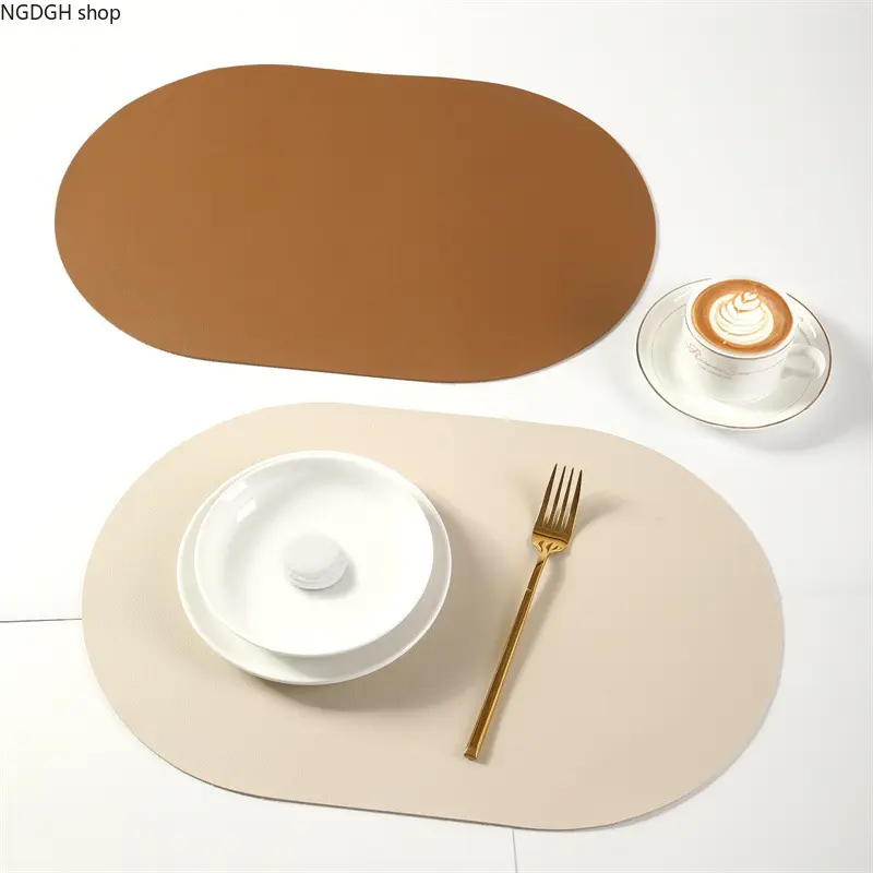 Oval Leather Placemats Set, Heat Resistant Tableware for Kitchen, Dining, and Home Table Settings, 45x30cm, Fixed Size, Oval Shape