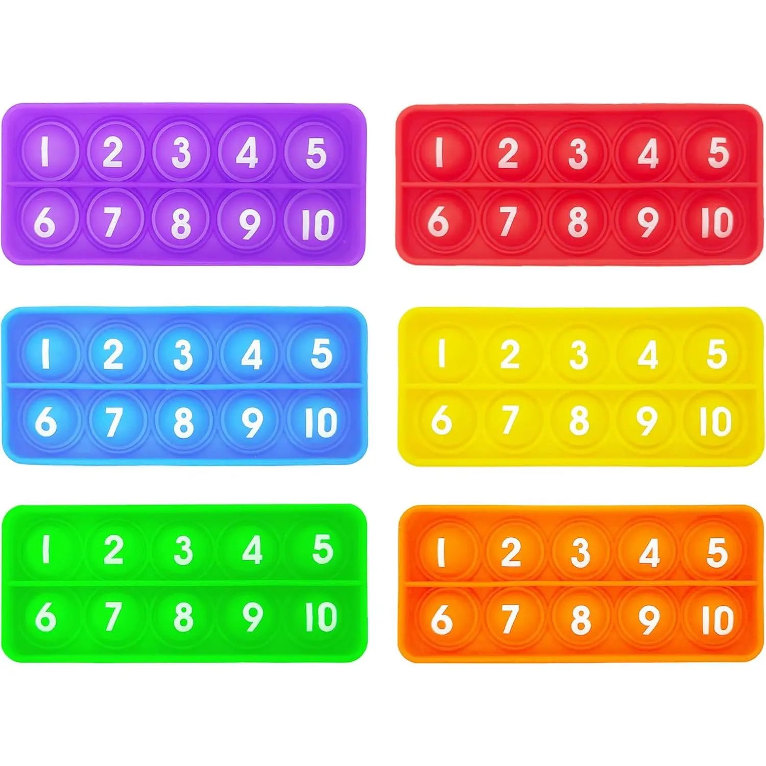 Ten Frame Pop Board, Fidgets for Classroom, Quiet Sensory Toys Bubble Poppers, Pop for Counting Math, Focus Tools for Kids, Montessori Educational Toy Gift for Kindergarten (Set of 6)fidget toys