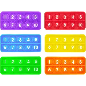 Ten Frame Pop Board, Fidgets for Classroom, Quiet Sensory Toys Bubble Poppers, Pop for Counting Math, Focus Tools for Kids, Montessori Educational Toy Gift for Kindergarten (Set of 6)fidget toys