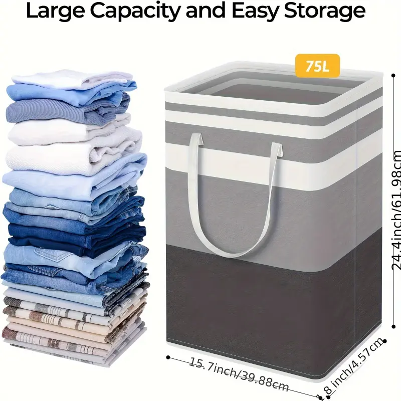 2/ 4-Pack Large Laundry Basket, High Quality, Freestanding Laundry Hamper, Collapsible Tall Clothes Hamper with Extended Handles for Clothes in the Dorm and Family-(Gradient Grey, 19.81gal), Laundry Baskets, Clothes Storage, Spacesaving Des