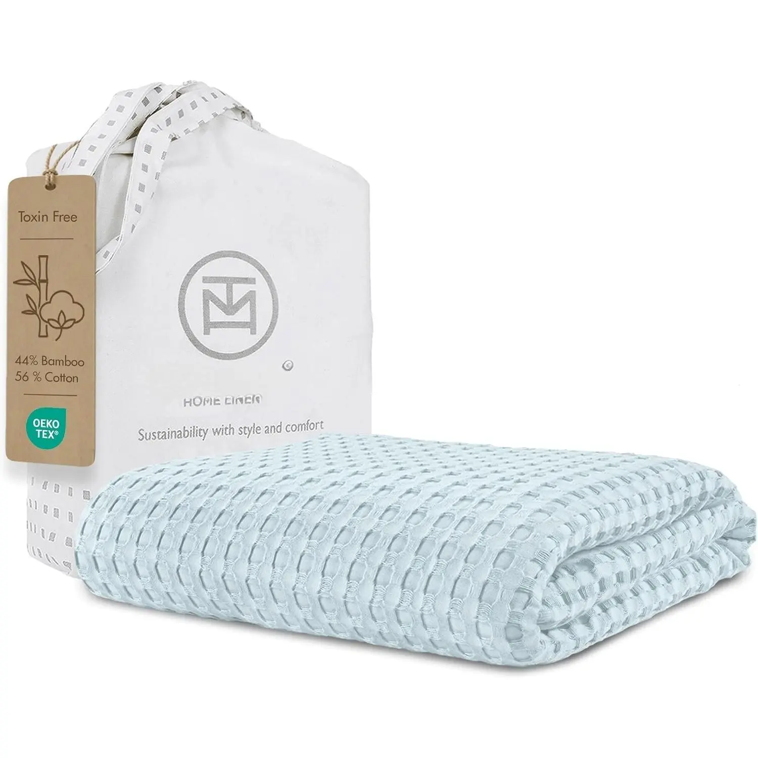 Swaddle Blanket, Waffle, Light Blue, Rayon Derived from  | Rayon derived from , cooling, breathable,  swaddle, multi-use, machine washable, boys and girls