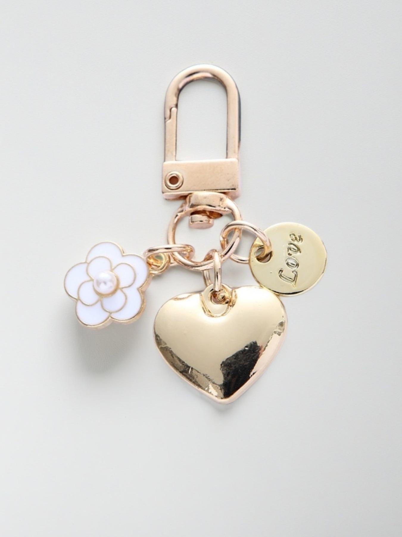 Heart & Flower Design Car Key Chain, Fashionable Key Ring for Women & Men, Keychain for Car, Key, Trendy All-match & Exquisite Keychain Jewelry for Birthday Gift