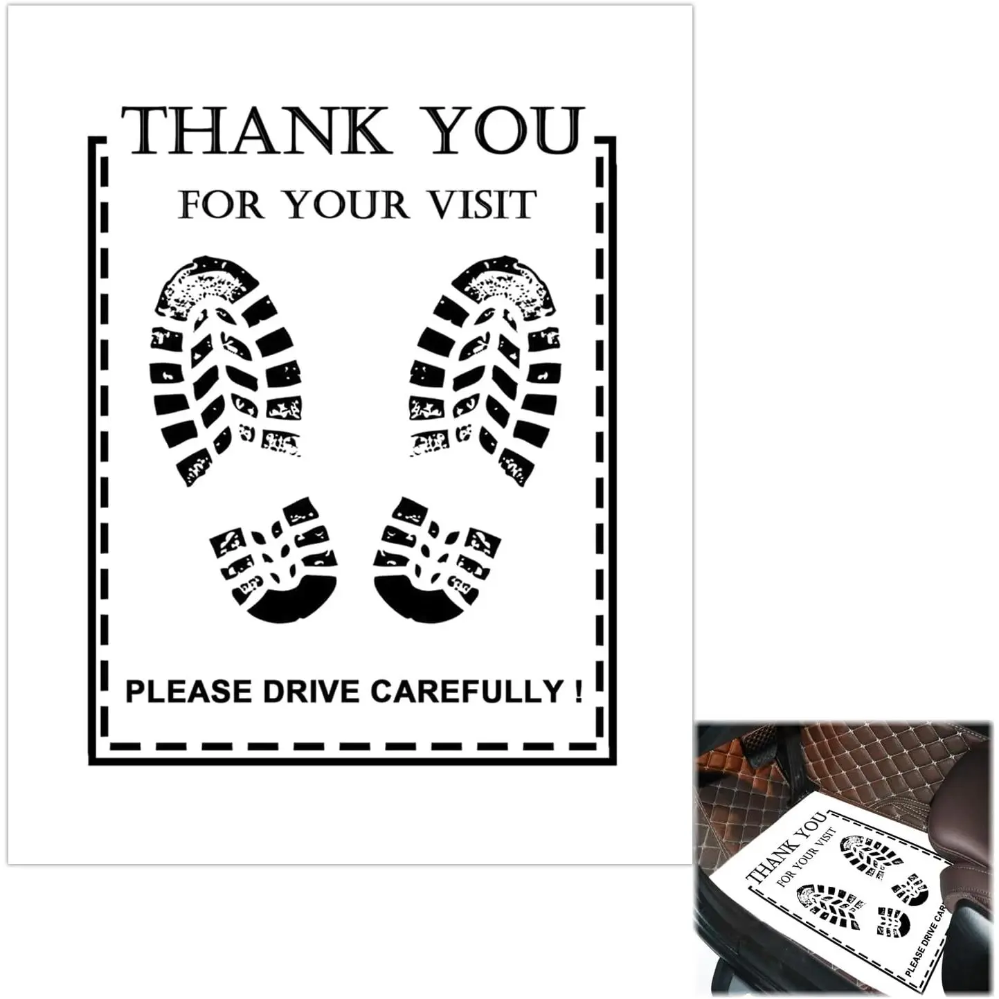 White  Paper Floor Mats 12 count Temporary  Floor Protector  Disposable Floor Pads Thank You Mats for  Detailing Auto Dealership Temporary Sticky 19"x15.6"