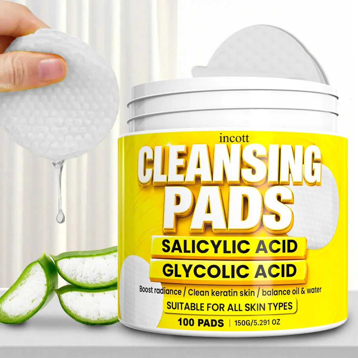 Salicylic Acid Pads, Salicylic Acid Face Wipes, Glycolic Acid Exfoliating Pads, Chemical Exfoliant, Gentle And Non-Irritating, Moisturizing And Cleansing, Daily Facial Care, Suitable For Face And Neck, Make The Skin Look Smoother