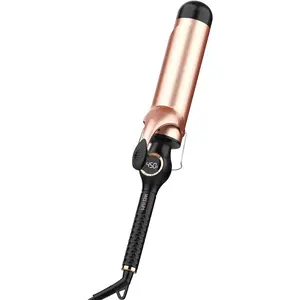 2 Inch Large Ceramic Long Barrel Curling Iron Wand Dual Voltage Hair Styling Tool with LCD Display Black