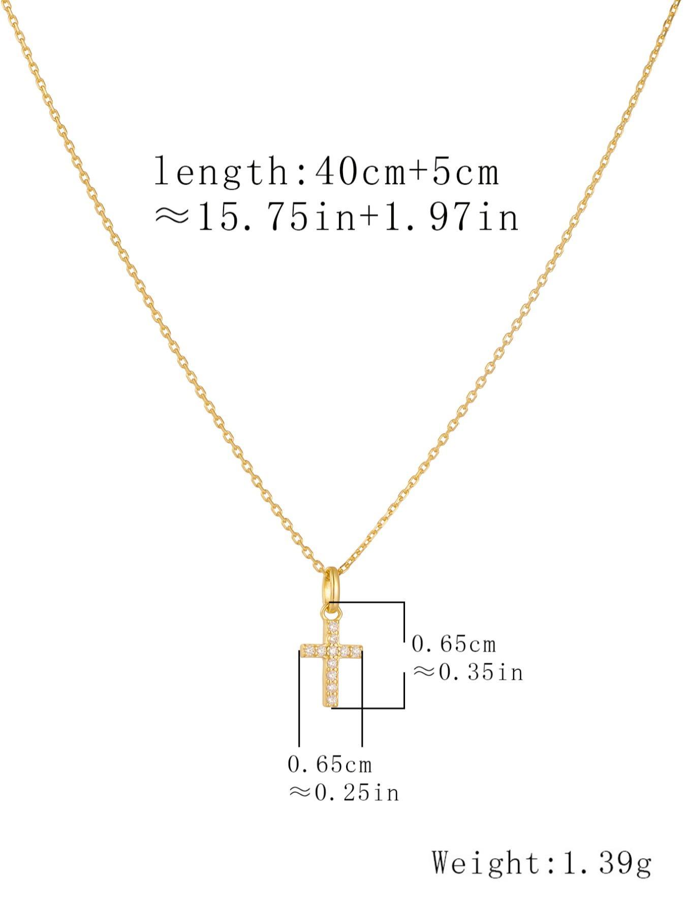 925 Sterling Silver Synthetic Zircon Inlaid Cross Pendant Necklace, Fashion Jewelry for Party, Daily Clothing Decor, Trendy All-match & Exquisite Jewelry for Gift, Cross Design Pendant