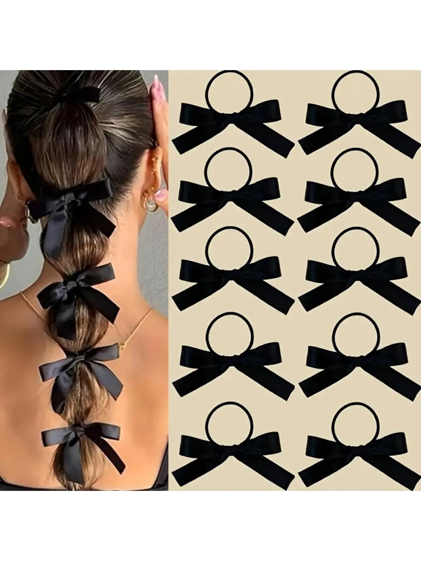 10 Ribbons, Bow Ties, Hair Strings, Ballet Style Retro Flowing Ribbons, Hair Loops, Internet Famous Braided Hair, Double Ponytail Cute Hair Accessories, Women'S Ribbons, Bow Ties, Headband, Hair Loops