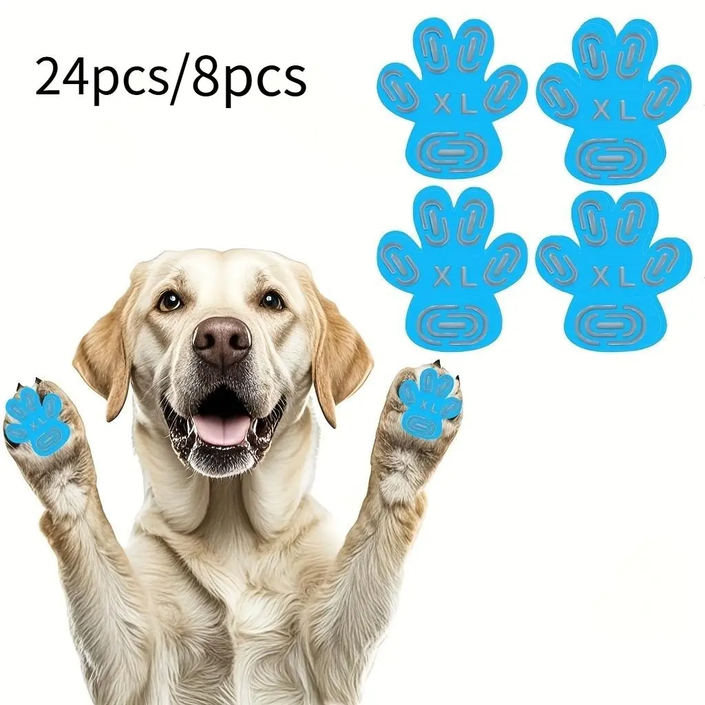 Tailo 8 or 24 pcs Dog Paw Protection Pads, Non-Slip Disposable Self-Adhesive Dog Shoes, Pet Supplies, Polyester Material