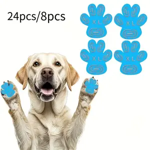Tailo 8 or 24 pcs Dog Paw Protection Pads, Non-Slip Disposable Self-Adhesive Dog Shoes, Pet Supplies, Polyester Material
