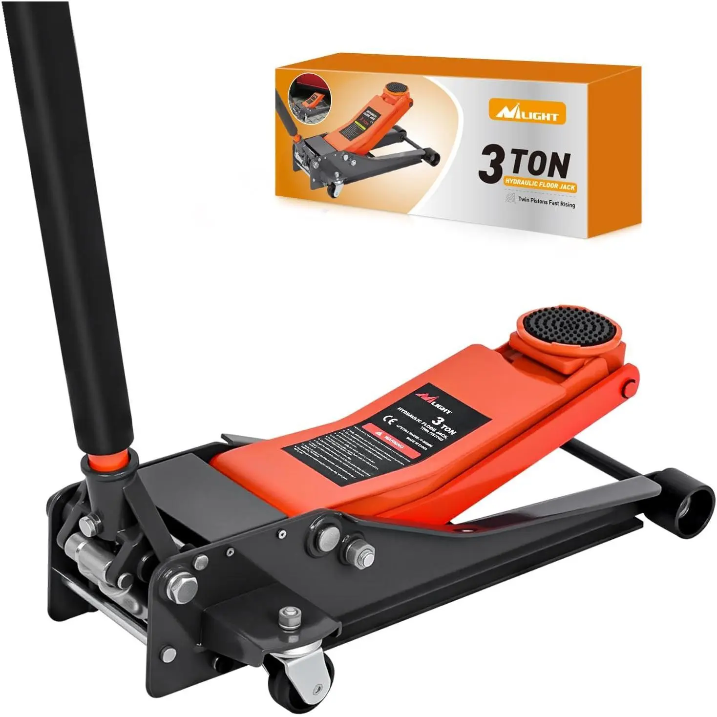 Nilight 3 Ton Floor Jack, Low Profile Car Hydraulic Jack with Dual Pistons Quick Lift, 2.95 Inch-19.88 Inch Lifting Range