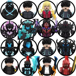 Blind Box WM6220 Anime Sung Jinwoo Lgris Beru Bellion Tusk Fang Hunter Level Up Mini Building Blocks Figures Festival Gitfs Toys