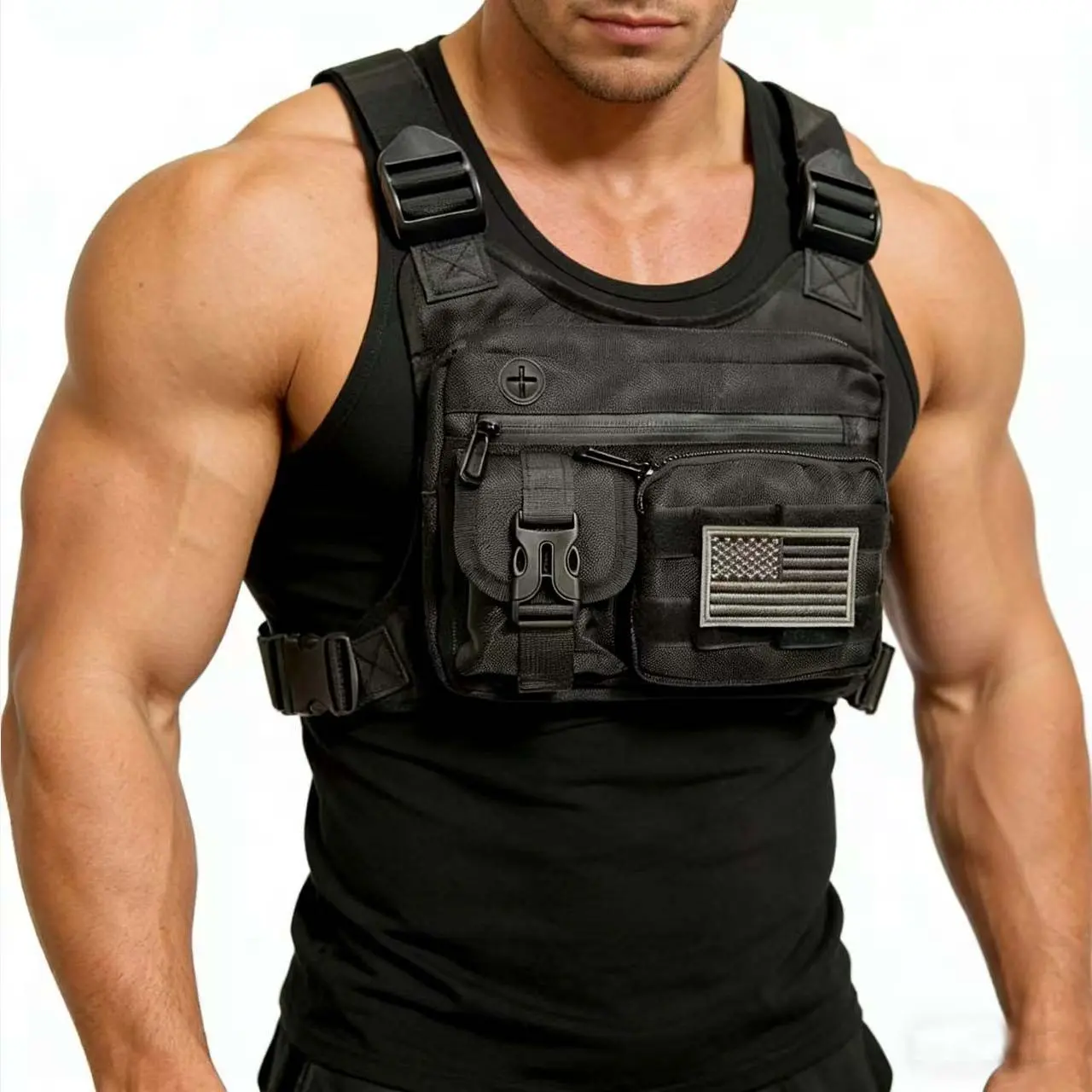 Outdoor Chest Bag for Men & Women, Active Sports Utility Gear Chest Pack for Running Cycling, Edc Holder Bag, Nylon Material