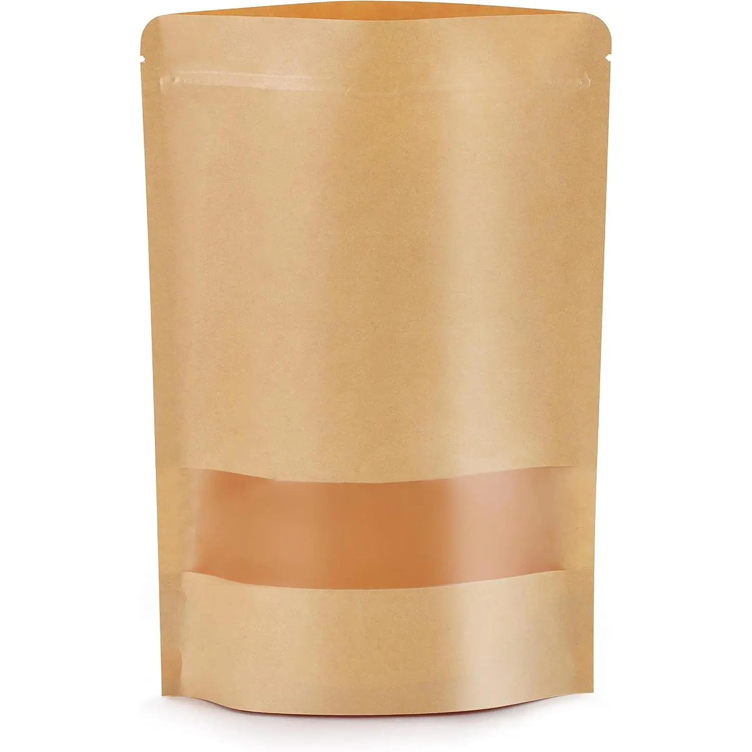 100 count  Bags with Window 3.5x5.5 Inches Brown  Sealable Zip Lock  Storage Stand up Paper Pouches for  or Business