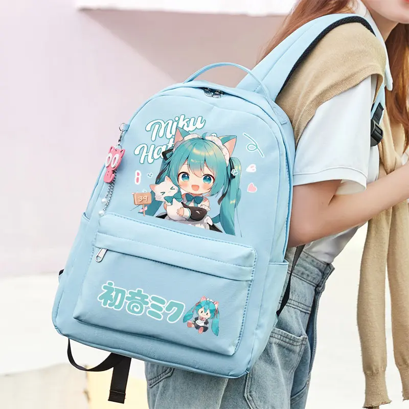 Hatsune Miku Backpack, Vocaloid Anime Student School Bag, Large Capacity College Style Backpack for Middle School Girls, Casual Campus Travel Daypack