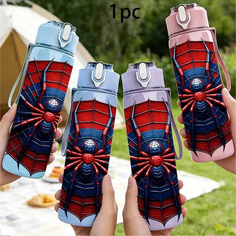 Spider Web Print Water Cup, 750ML Colorful Plastic Sports Bottle, Portable Drinkware Bottle, Leak-Proof, Hand Wash, Ideal for Outdoor Activities, Perfect Gift