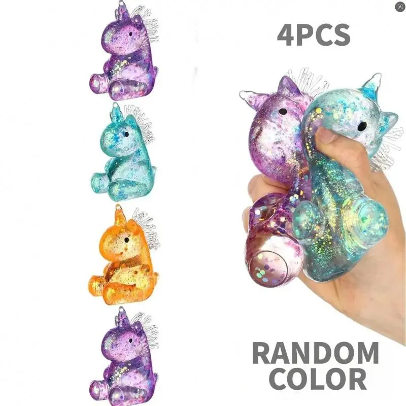 4-Pack Unicorn Mallow Stress Balls, Random Colors, Adult & Kids Sensory Relief Toys, Soft Gel Party Gifts, Anti-Anxiety Hand Press Relaxation