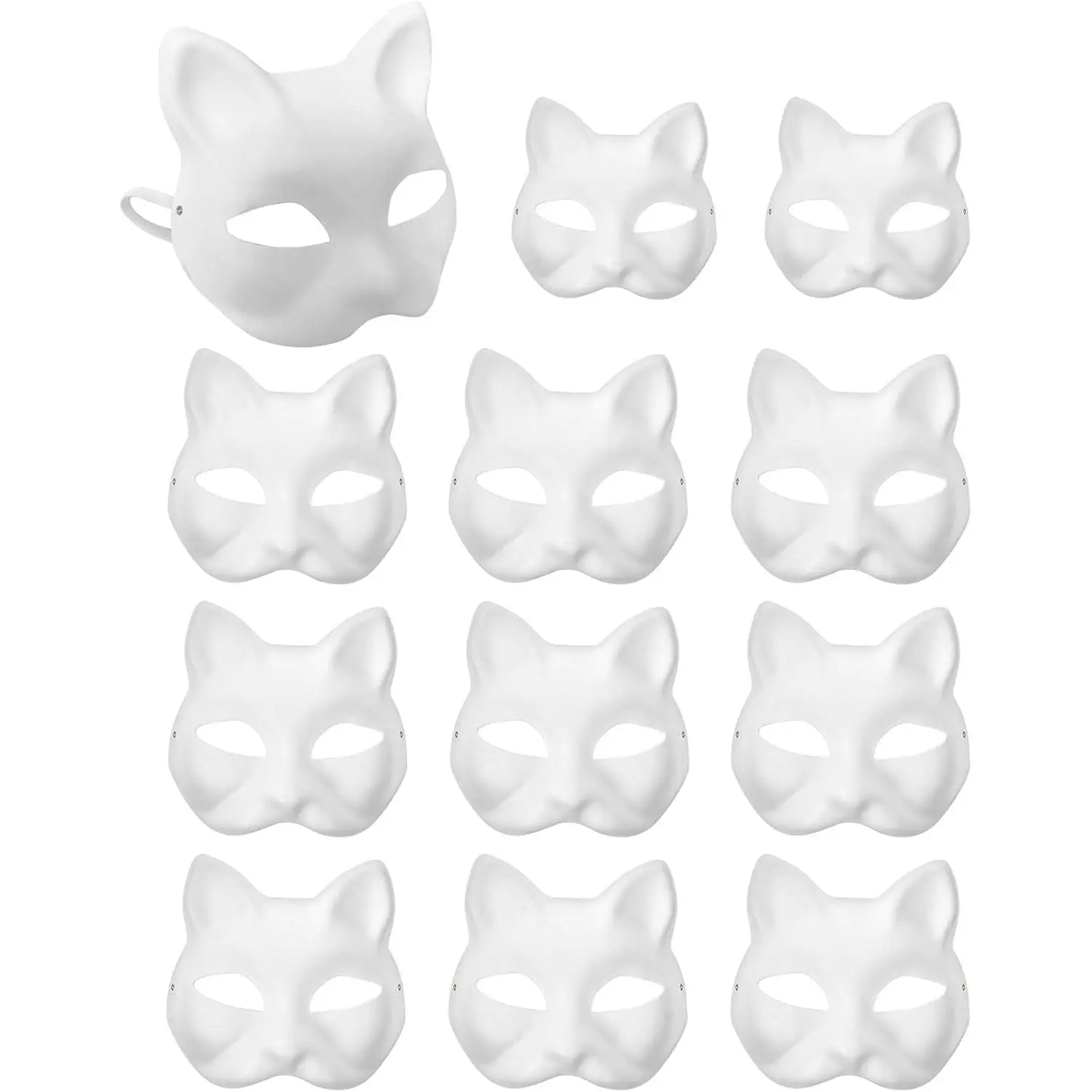 Therian Masks White Paper Cat Masks to Painted Animal Cosplay Facemask Masquerade Mask Costume Prop for DIY Painting