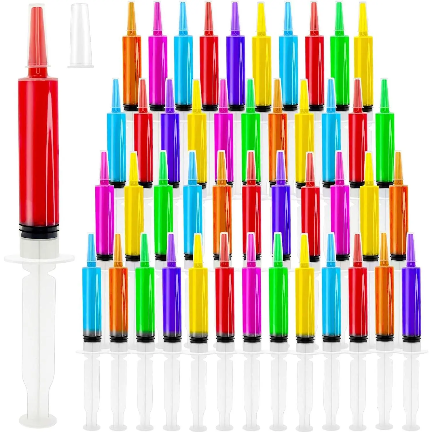 100 Pack Syringes with Tip Cap, 20ml Plastic Syringe for Halloween, Christmas, Thanksgiving