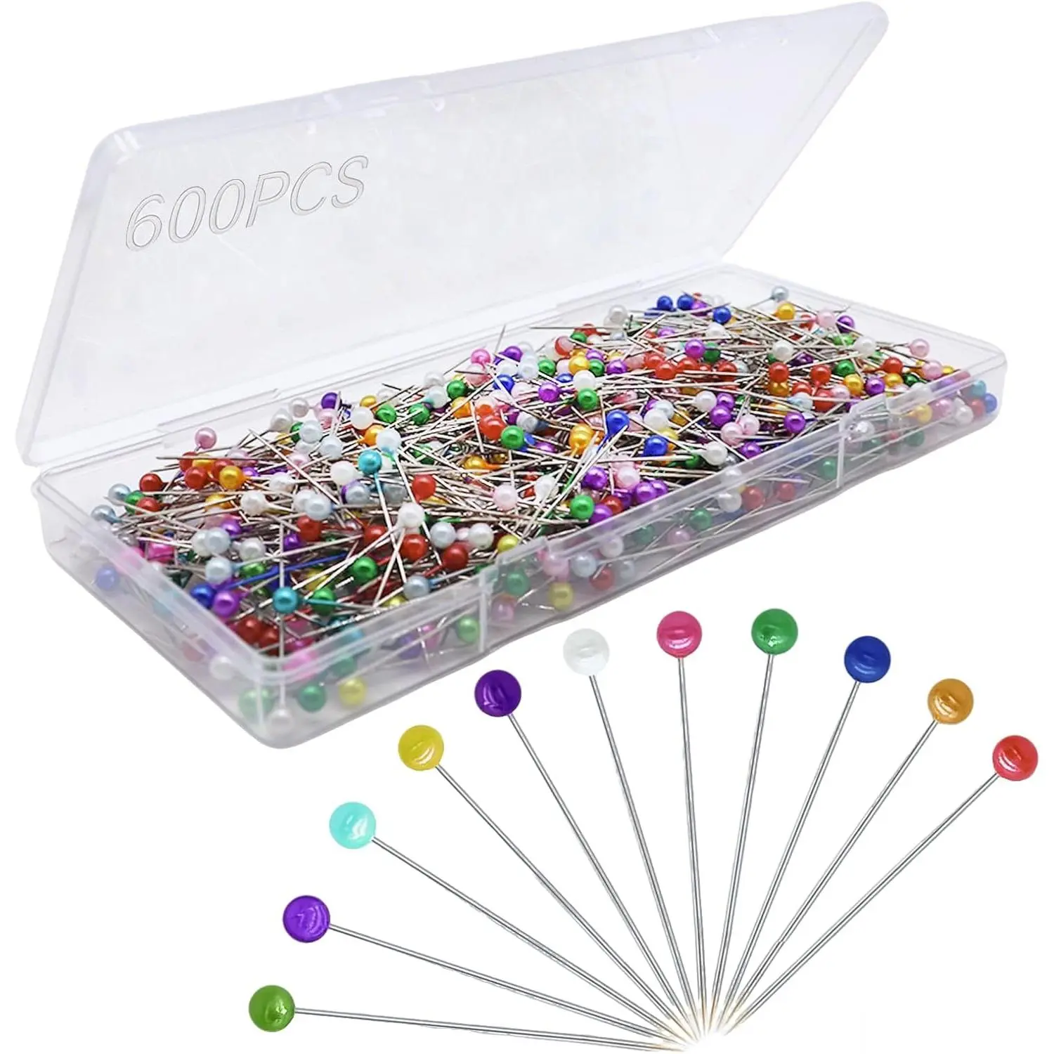 600 count Sewing Pins, Straight Pin for Fabric, Pearlized Ball  Quilting Pins Long 1.5inch, Corsage Stick Pin for  DIY, Craft, Sewing Supplies, Accessories By