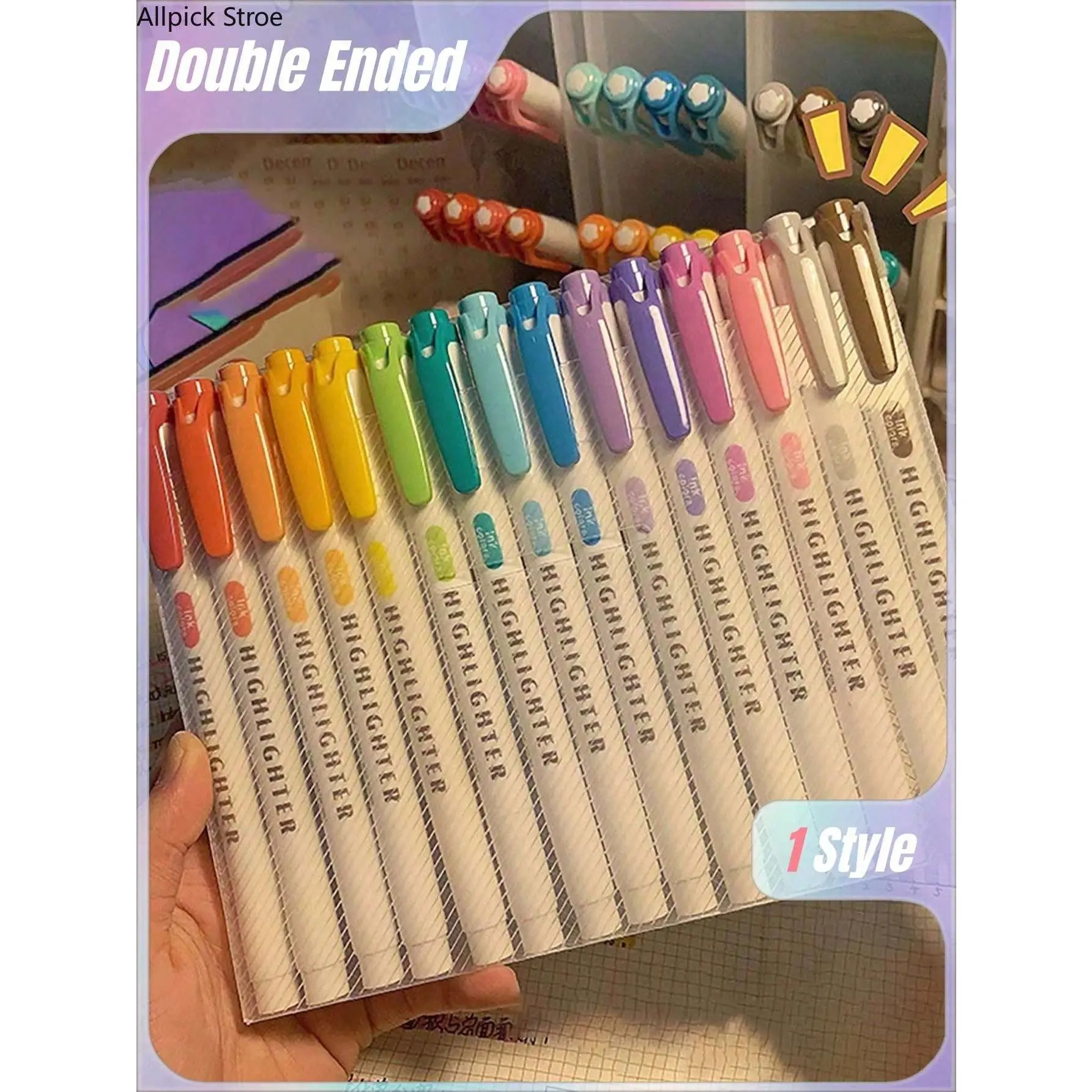 15 PCS Highlighters Set Pack, Dual Tip Pastel Mild Color Pens with Broad & Fine Tips, Back to School Supplies for Students, Note Taking & Journaling, Back To School Stuff, College School Supplies