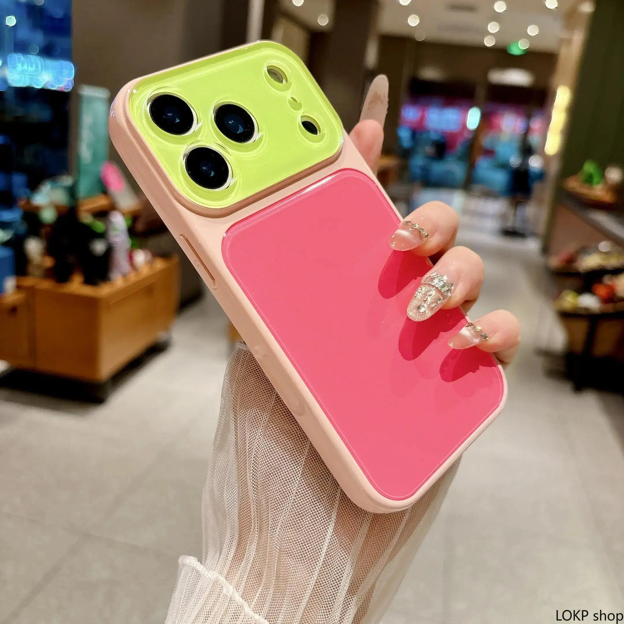 Dopamine Contrast Color Rectangular Smartphone Casing - Wear-Resistant Shell Stays Sleek, Paint Stays Vivid, Shockproof Anti-Drop Accessory with Full Lens Shield for iPhone 17-13 Pro Max, Unisex Plain Cellphone Protector