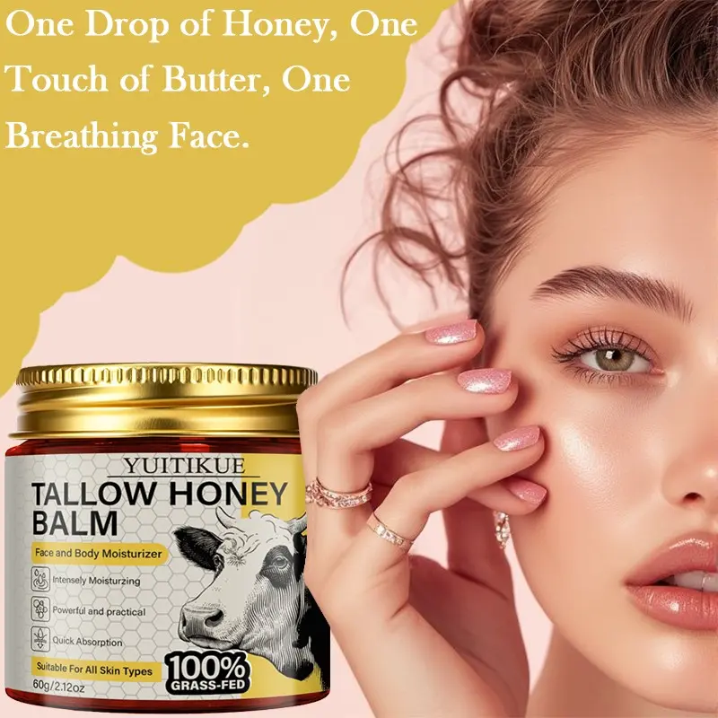 Yuitikue Shea Butter Honey Nourishing Balm 60g, Grass-Fed Shea Butter, Olive Oil, Moisturizing Face & Body Lotion, Dual-Use Skincare Cream, Deep Hydrating Balm