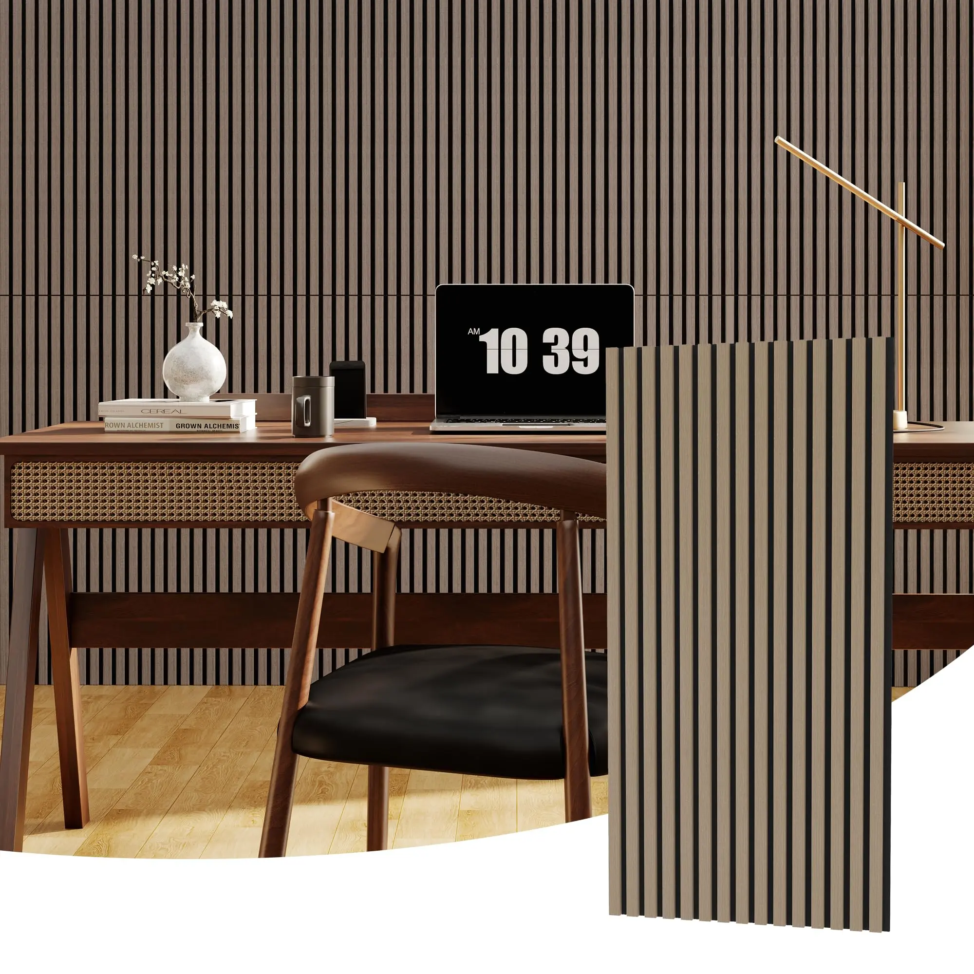 12mm Acoustic Wood Wall Panels - MDF Slat with Acoustic Foam 4-Pack, Oak Finish, 47.2x23.6 or 47.2x11.8 in, Contemporary Custom Millwork Look for Bedroom, Residential Use (Compatible with Construction Adhesive)