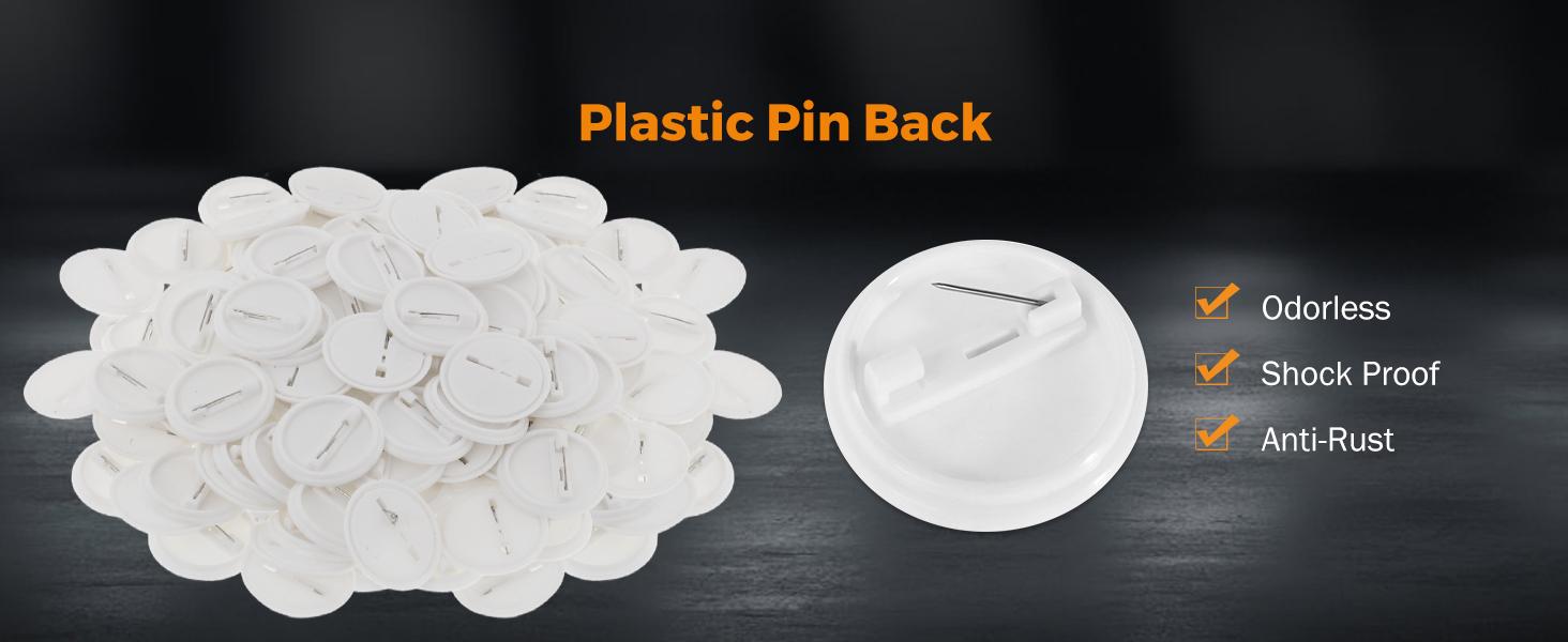 200 Sets of Button Parts Supplies 75mm 2.95 in (Approx. 3 inch) for Button Maker Machine Round Pin Maker, Every Set Includes Tinplate Top, Clip Bottom & Film