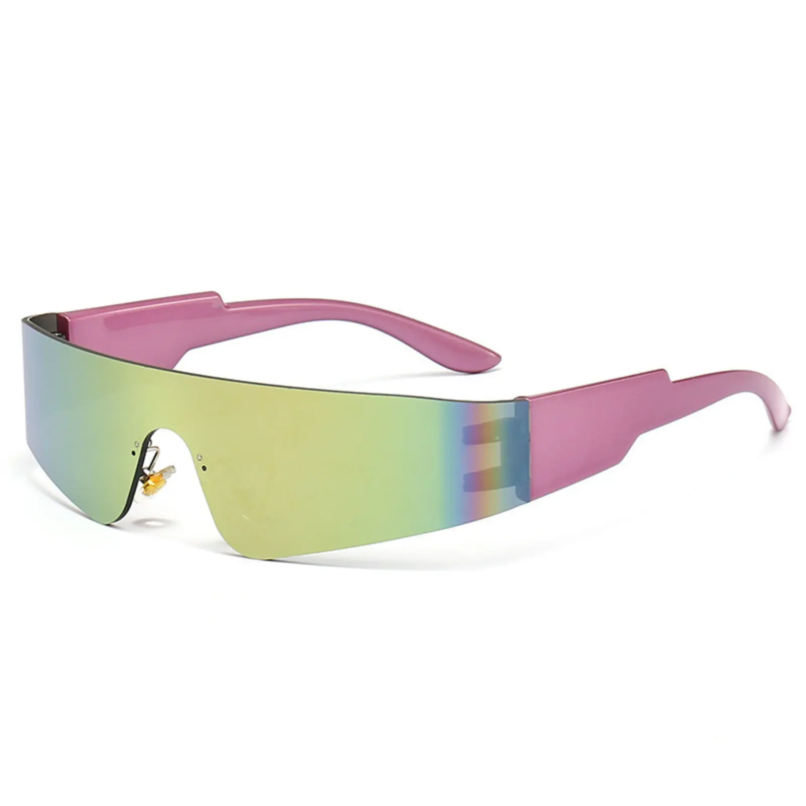 Y2K Rimless Shield Sunglasses for Women Men Futuristic Cyberpunk Wrap Around Sports Sun Glasses Trendy Rave Party Eyewear UV400