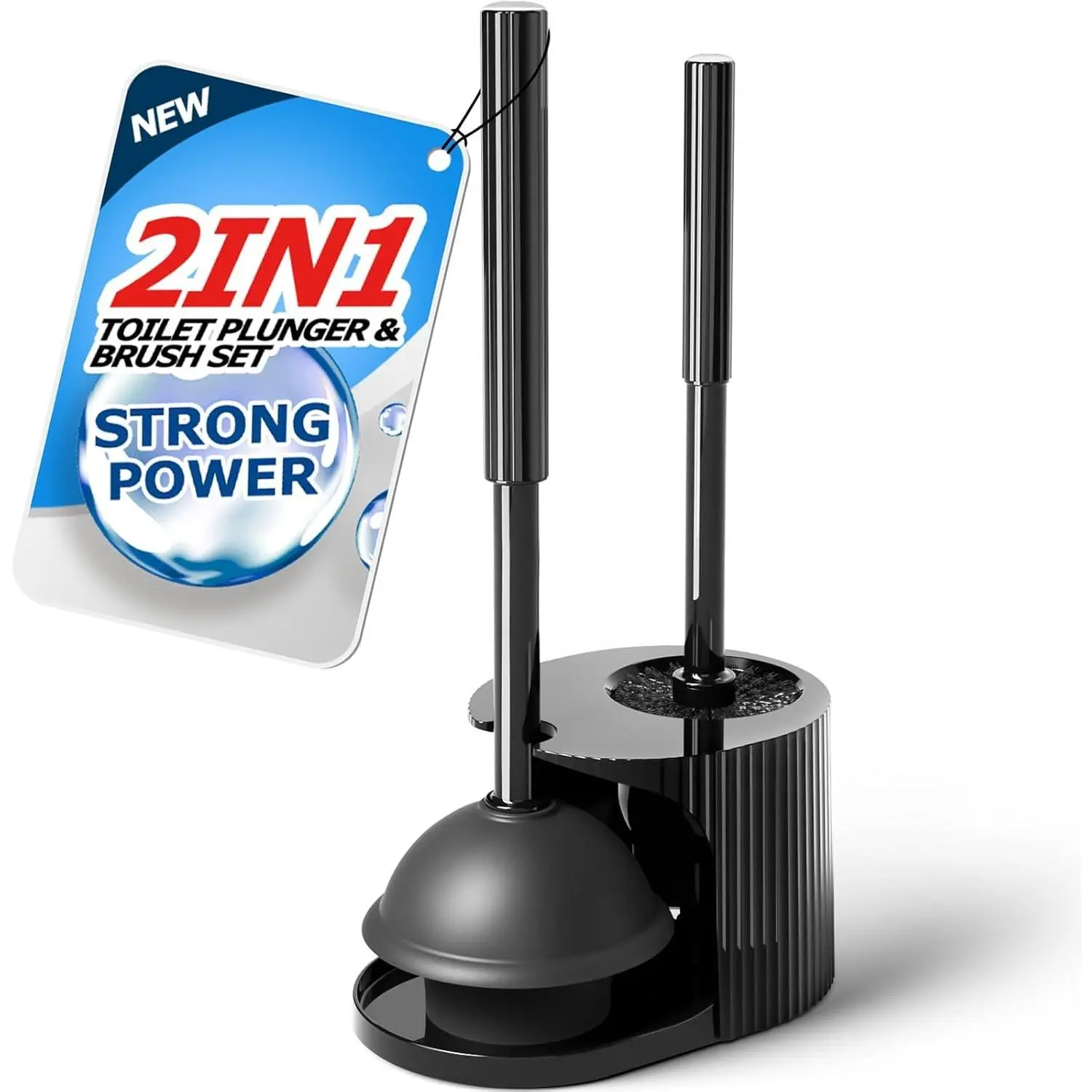 2in1 Toilet Brush and Plunger Set - Bathroom Bowl Holder Combo | 21" Extended, Apartment  Haves, Accessories Decor, Essentials,   Storage, Scrubbing Tools, Washing Supplies, Black