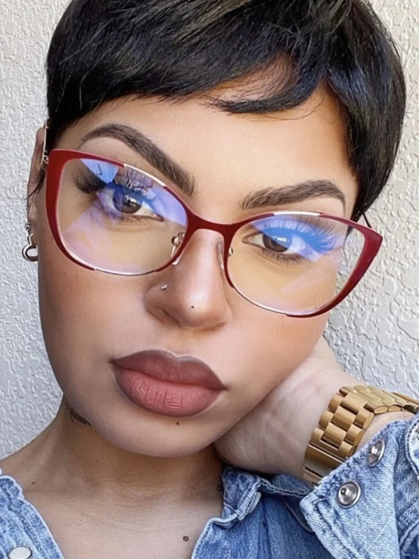 Women's Metal Cat Eye Glasses, Anti-Blue Light Eyewear, Fashionable Transparent Frames, Casual Daily Wear, Perfect for Electronics Use
