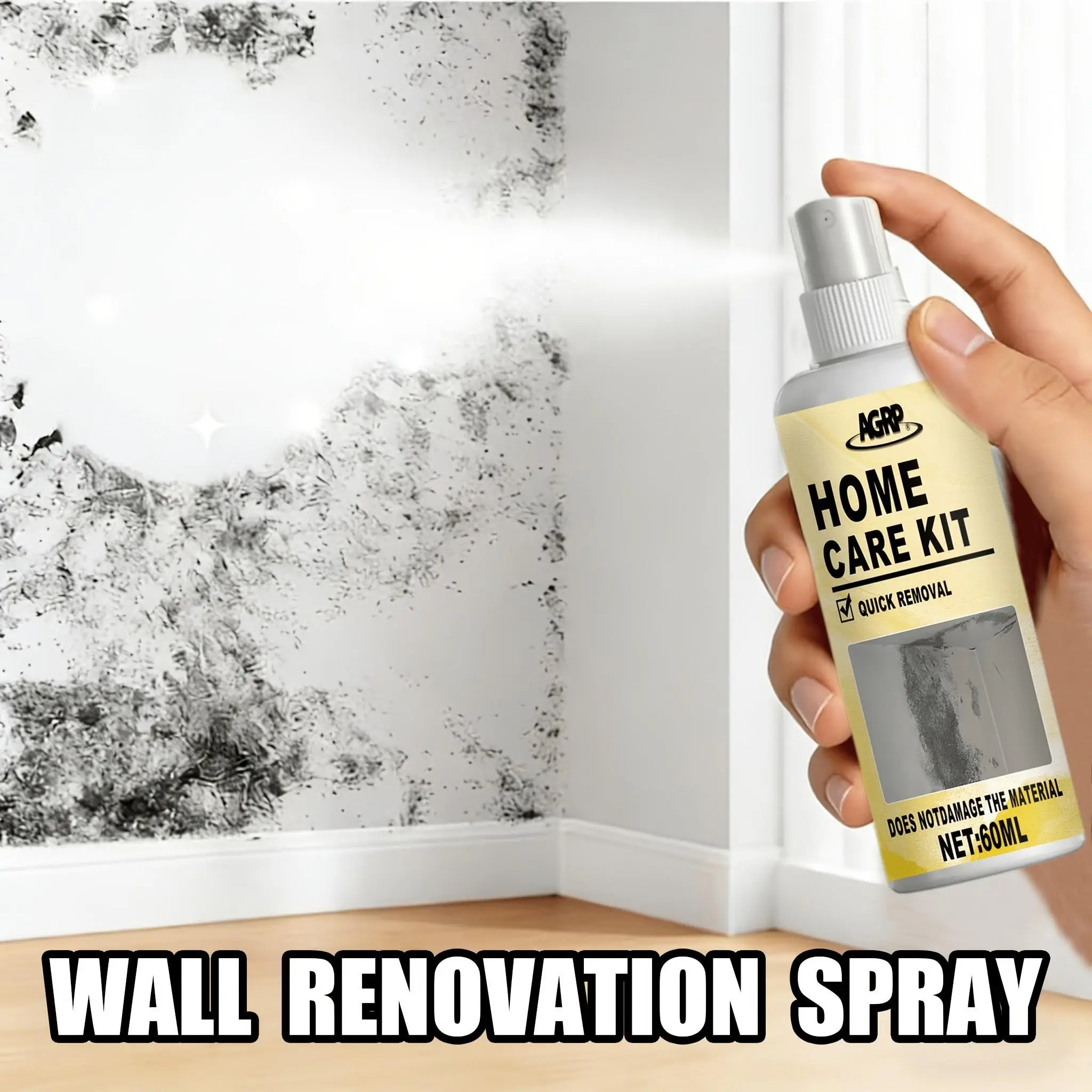 Gentle Wall Refreshing Spray, Suitable for Bathroom & Shower Surfaces, Surface Grime Neutralizer, Odor Freshener, Fast-Acting Daily Care for Walls, Floors, Toilets, Sinks