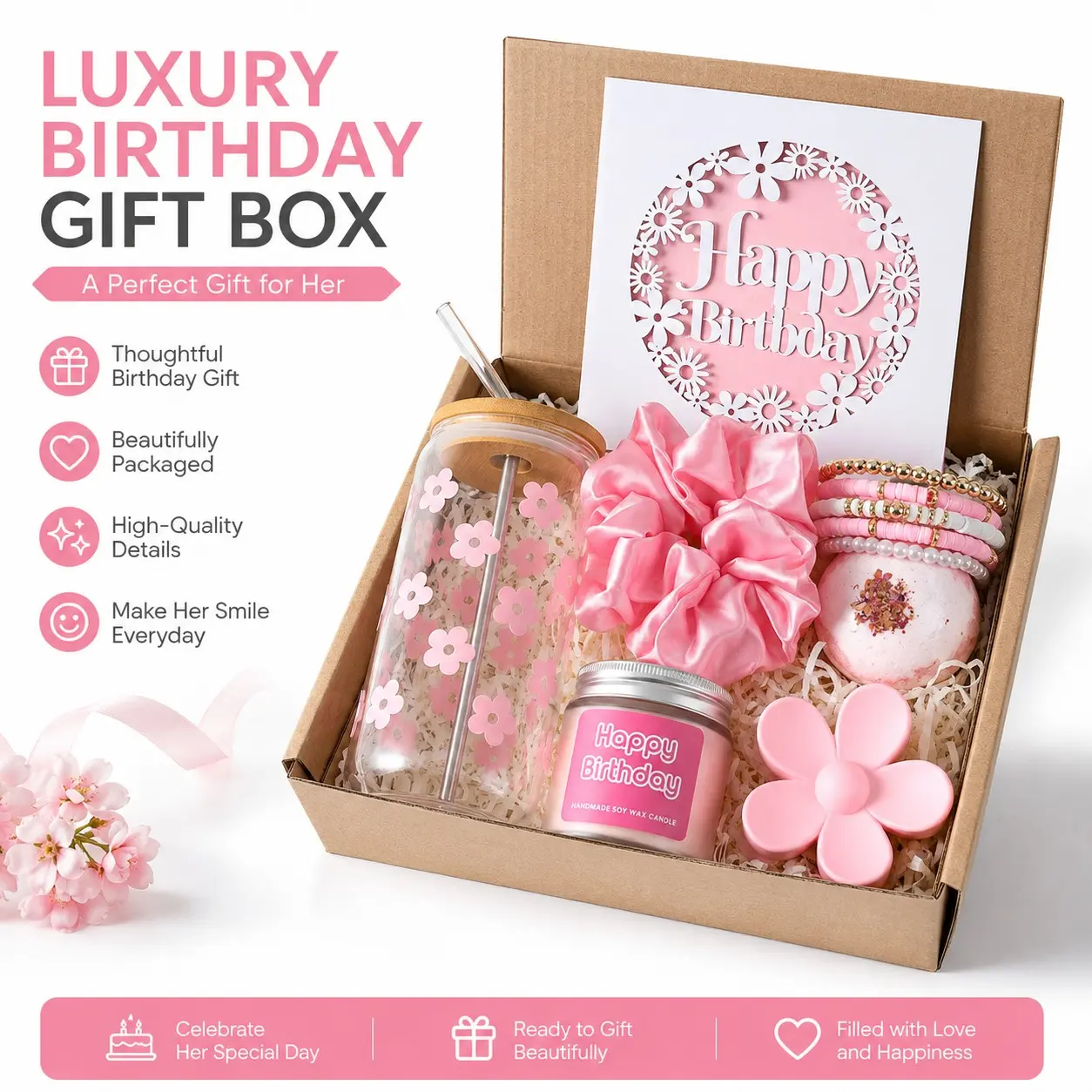 Girls Gift Basket, Aromatherapy Bouquet, Bath Set, Heartfelt Holiday Box, Graduation Gifts, Best Friend Exchange, Gift Wrapped, Elegant Packaging