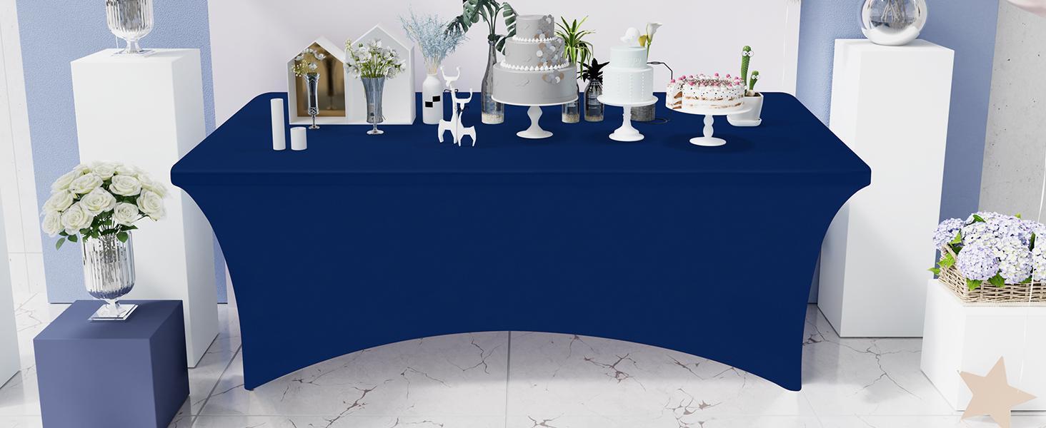 Kitinjoy Machine Washable Retangle Spandex Table Cloths Super Elastic Stretch Tablecloths Wedding Christmas Parties Table Covers